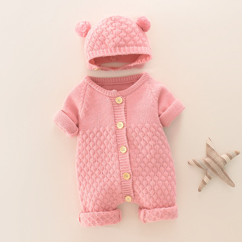 Baby knitting onesie fall and winternewborn baby boy and girl sweater cute heattech romper 06