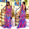 C7512 cross-border   fashionable european and american women's elegant ruffle strap printed dress - new