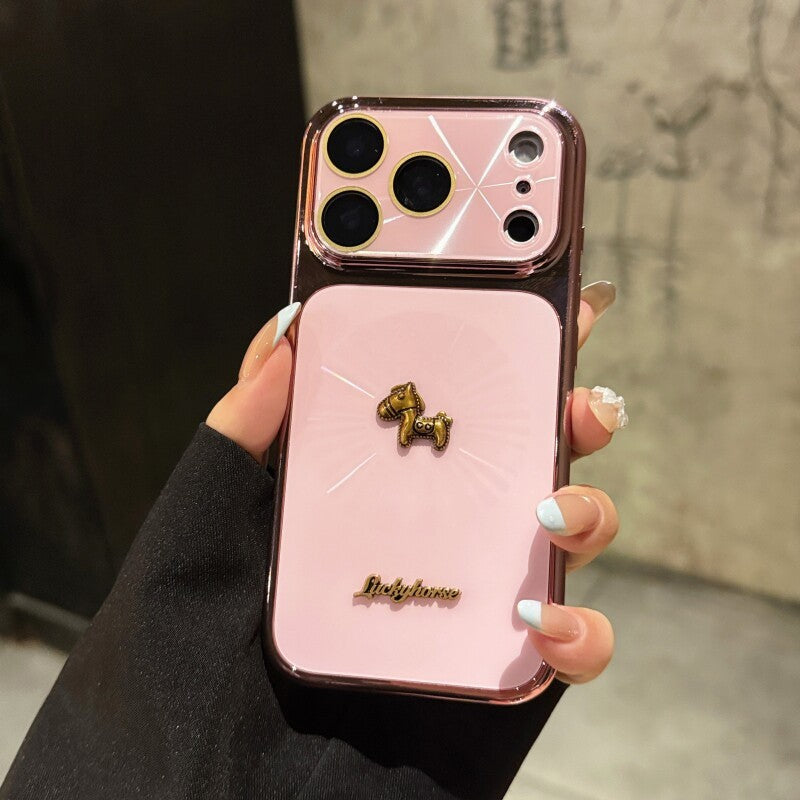 Golden horse star ring magnetic case for apple 17 pro - instantly transform your phone with cd texture, aurora lens protection, and full coverage for apple 15