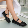 spring/autumn retro knitted mary janes - women's low-cut flats with single strap and flat, soft sole