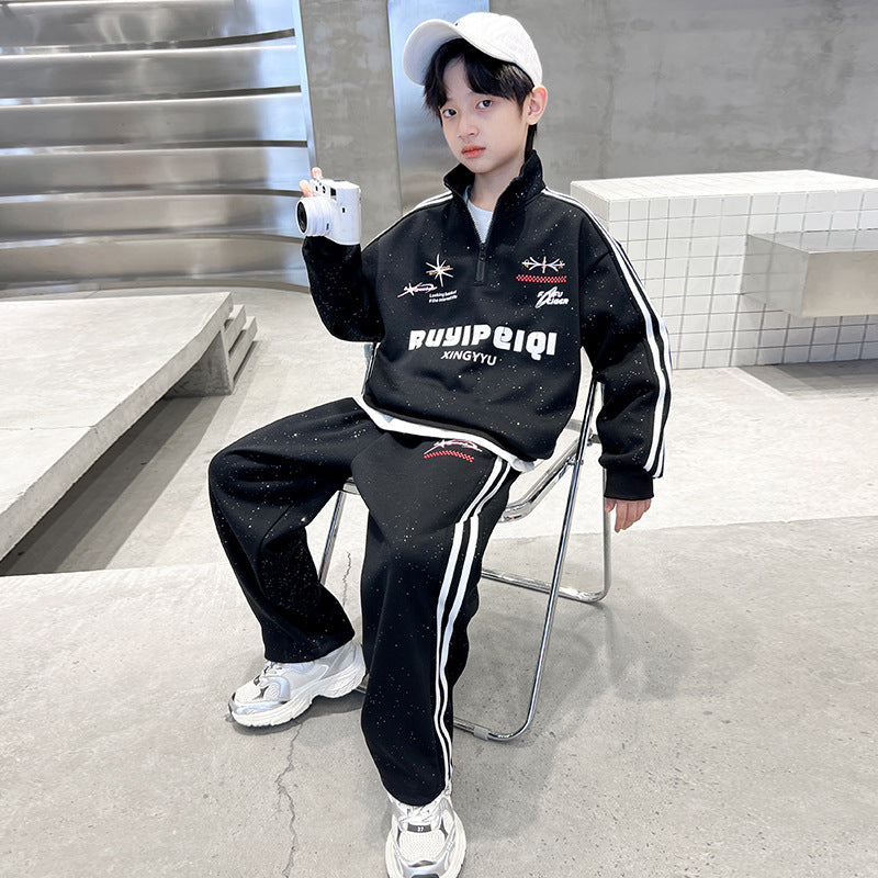Boys' spring outfit set : new spring sweatshirt for mid-to-large children, stylish and trendy boy's spring/autumn sportswear