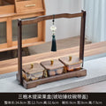 [three compartments with lid] lifting plate + amber glass bowl