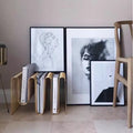 Metal line table newspaper magazine rack accessible luxuryclassy book rack soft sofa table geometric floor stand tea table