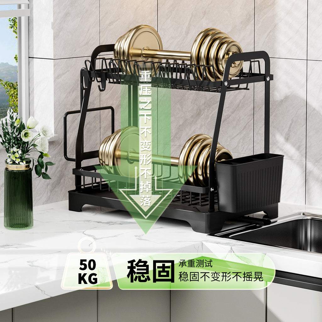 Cross-border multi-functional dishes drain rack kitchen water cup dish storage rack countertop double-layer tableware storage box cupboard