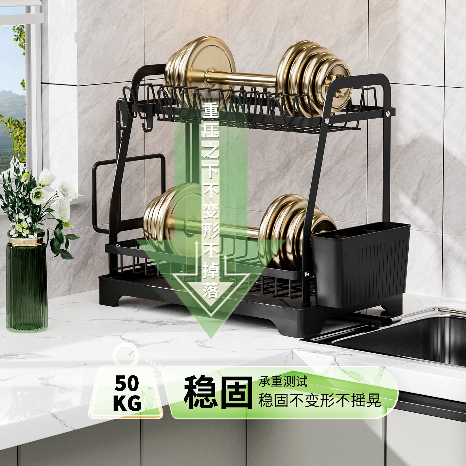 Cross-border multi-functional dishes drain rack kitchen water cup dish storage rack countertop double-layer tableware storage box cupboard