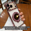 Electroplated four-corner airbag shockproof phone case for iphone 17, apple 14 glitter mirror magnetic stand protective cover