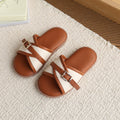 Women's flat sandals  summer new style sandals & slippers kids leather buckle beach shoes outdoor flip-flops