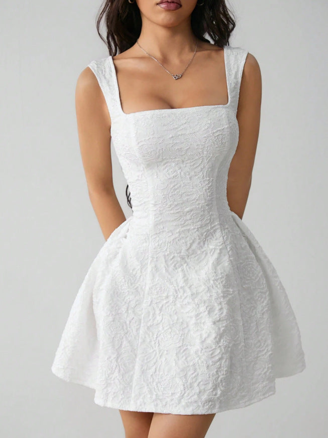 new sweet jacquard chic short dress - vintage sexy slim-fit mini dress