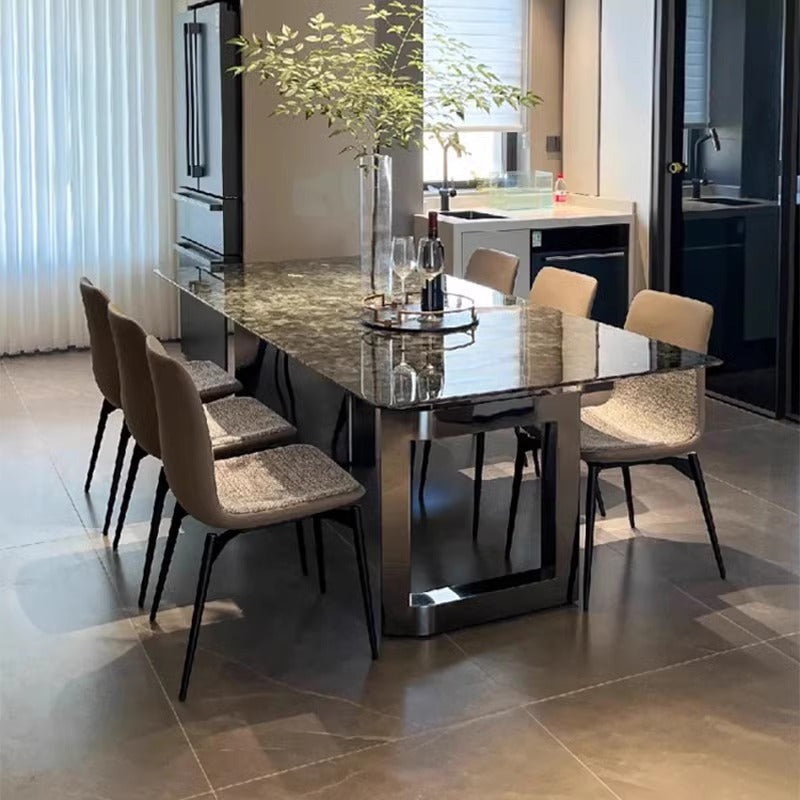 Italian new arrival super crystal stone dining table and chair combination bright slate dining table accessible luxury marble natural microcrystalline colored crystal stone