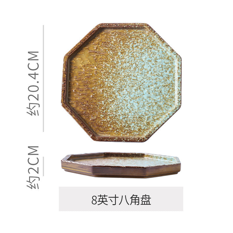 Japanese retrostylish bowls and plates hotel tableware combination kiln ceramic western dinner plate sushi plate steak plate suit