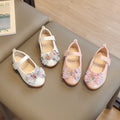 spring/autumn korean style girls' leather shoes, bowknot princess flats, children's velcro performance dance shoes, flat sole