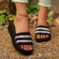 Women's flip-flops, ladies' sandals, women's summer fashion versatile outdoor wear rhinestone korean style student mid-heel beach sandals