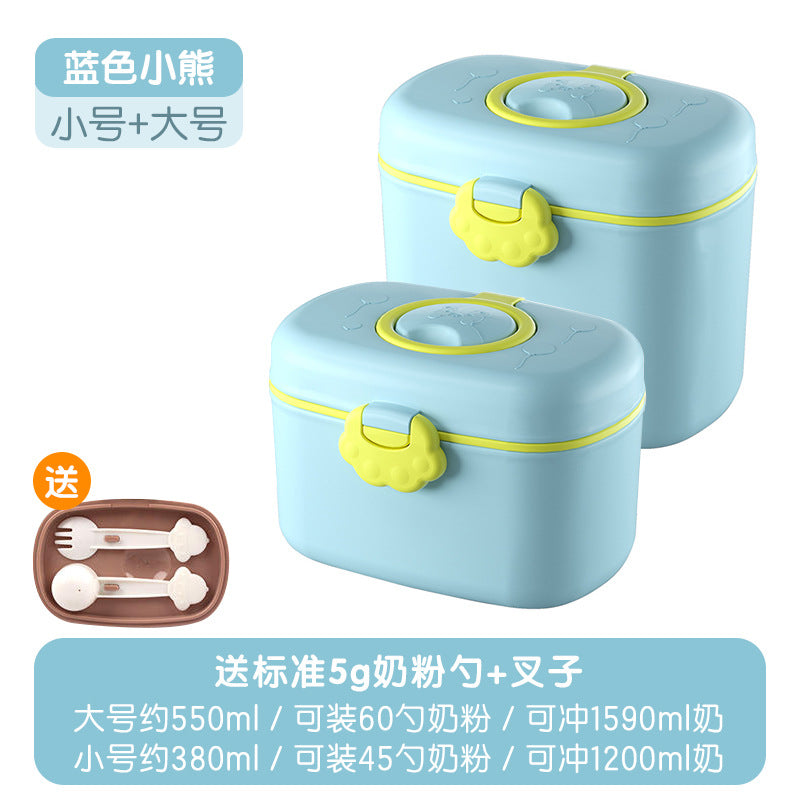 Kids milk powder box cartoon portable milk powder grids baby carrying milk powder sealed jar baby food container