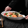 Minimalist hotel high-end creative sashimi plating personalized premium unique shaped seafood fruit salad dish ceramic plate