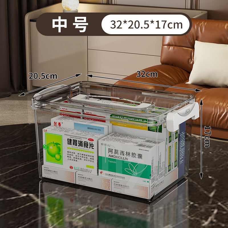 Family small medicine box emergency medicine cold medicine storage medicine storage box large family first aid storage medicine box