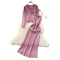 Feminine eleganttwo-piece set autumn classy waist suspender knittingdress+long sleevescardiganoutwear
