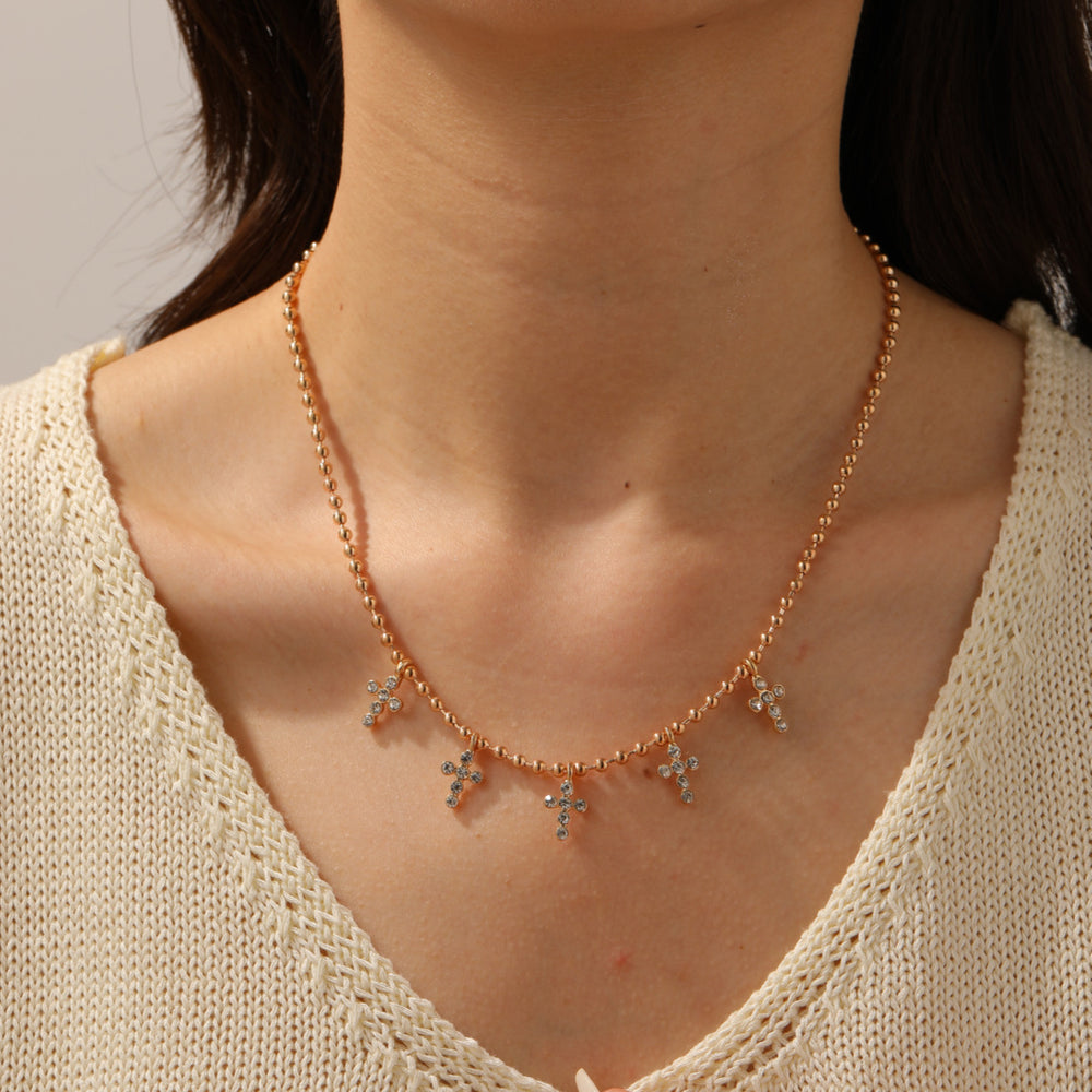Multi-layered brick cross necklace wholesale cross-border fashion all-match accessories for women niche high-end simple clavicle chain