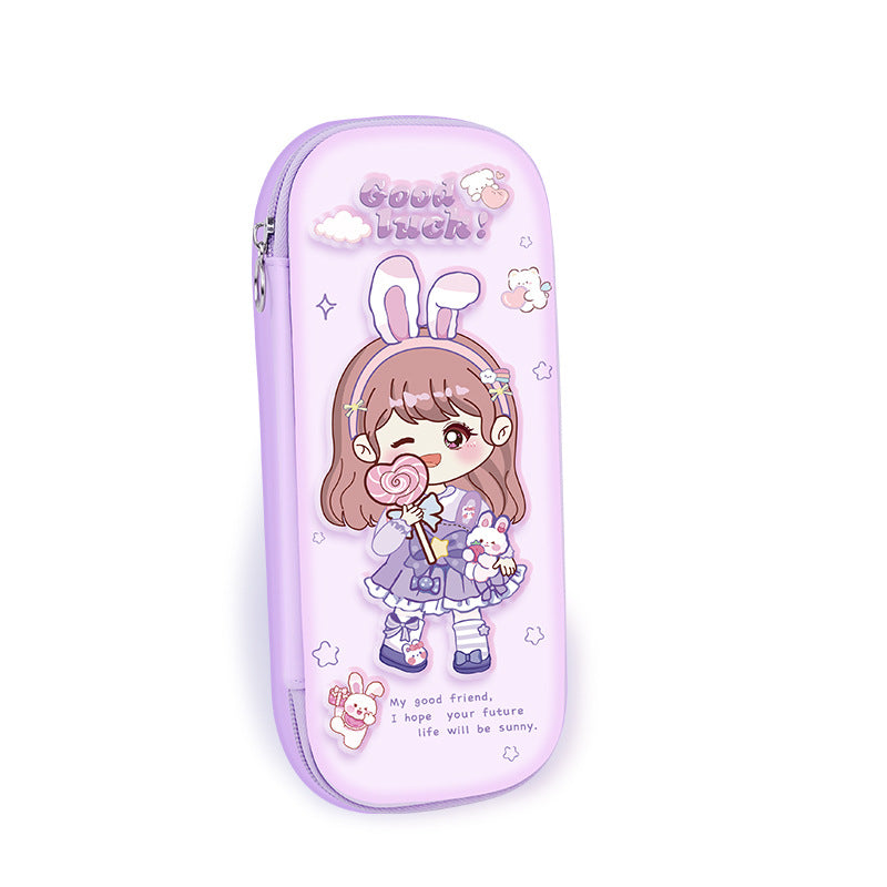 New girls pencil case cute zipper pencil case three-dimensional decompression stationery bag large capacity dirt-resistant primary school students stationery box