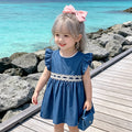Kids' princess dress  new style baby girl dress denim vest dress chic girls' pleated skirt summer