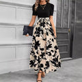 Amazon  european and american women's floral print high-waisted elegant chiffon dress - chic & versatile for work