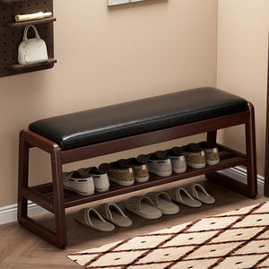 Solid wood bench soft-packed shoe-changing stool, sit-on shoe cabinet, accessible luxuryclassy home entrance shoe stool, fitting room