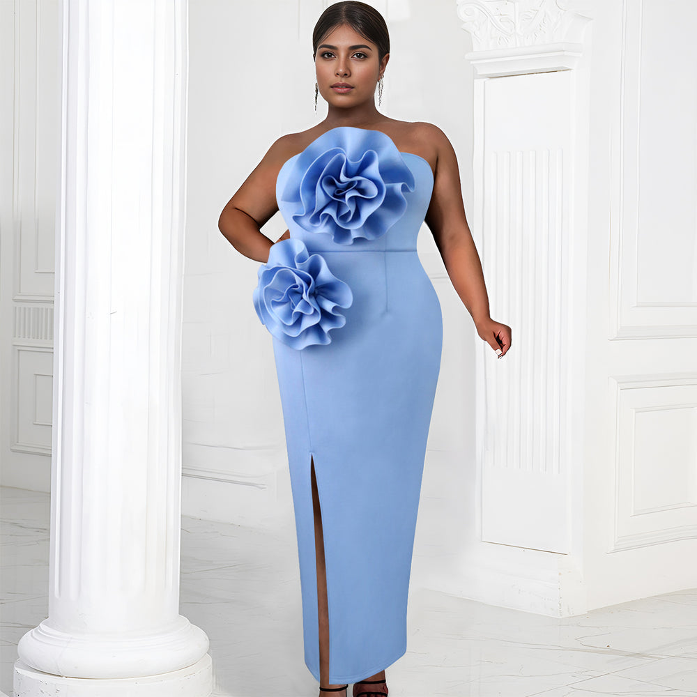 C7039 cross-border   independent station fashion women's solid color sleeveless slit dress new