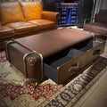 American retro storage table living room genuine leather box modern american country rattan distressed coffee table cigar bar cabinet