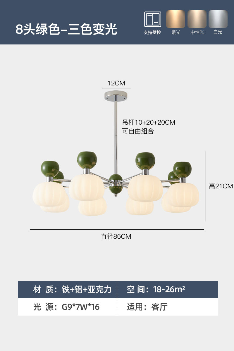 Full spectrum cream wind living room chandelier French pumpkin bedroom master bedroom light retro study light Zhongshan lighting package