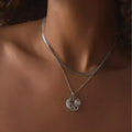 European and american cross-border jewelry fashionable minimalist sun moon disc pendant necklace women's unique multi-layered choker necklace