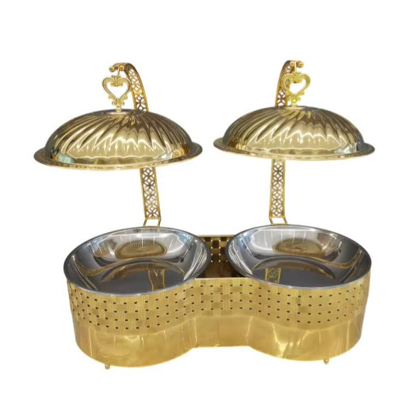 New arrival restaurant buffet server large capacity 16l thermal insulation tray stainless steel gold dining hanging food