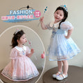 Girls' summer dress - stylish bubble sleeve mesh princess dress - frozen elsa style for little girls