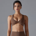 European and american nude feel yoga wear women's tight-fitting quick-dry sports bra sexy cutout backless running fitness push-up bra