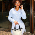 European and american women's clothing  autumn new sweet and fresh striped turn-down collar long sleeve slimming waist-defining women's shirt top