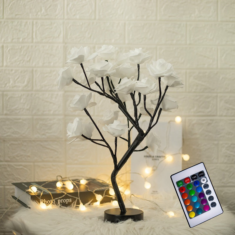 LED rose flower lamp colorful synchronous color-changing small lantern battery box USB dual-purpose simulation Valentine's Day luminous gift