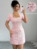 new chanel-inspired color block fishtail dress -  cross-border e-commerce fashion dress