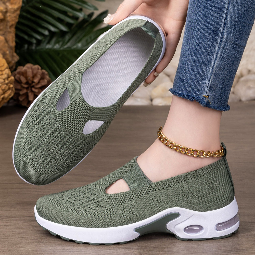 Exportplus sizespringnew arrival flying mesh shoes women's slip-on thick sole breathable casual shoes soft bottom cushion shoes women