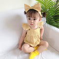 Infant summerk-style baby girl small plaid flying sleeves triangular bag butt shirt newborn haha wear headband