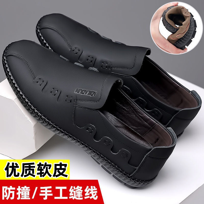 Summer hollow-out sandals cross-border men's leather shoes business casual genuine soft leather shoes non-slip soft sole middle-aged and elderly dad shoes