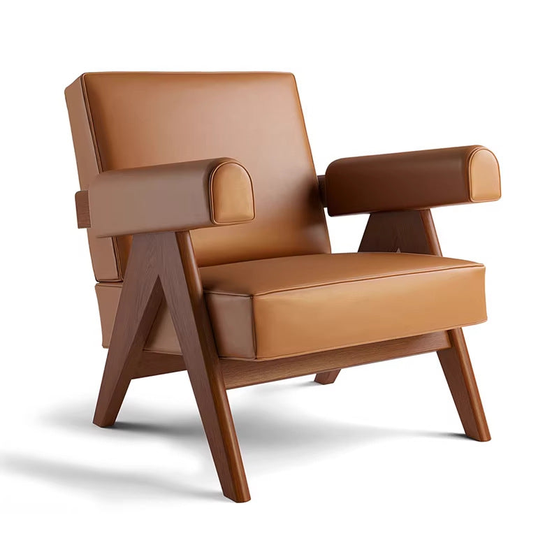 Solid wood ash fabric single sofa casual armchair balcony accessible luxury creative lounge chair tofu block sofa