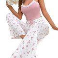 Best sellingfashion cross-border home wear lace suspender pants suitplaid elastic home casualoutwear pajamas for women