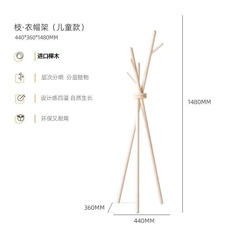 North american beech solid wood coat rack, freestanding garment rack, home clothes rack, vertical clothes room simple coat rack