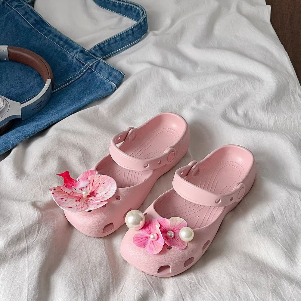 Ballet clogs new arrival slip-on cut out women's slippers summer sweet style seaside beach clogs women's shoes outwear