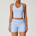 nude yoga suit i-shaped back folding high waist fitness suit women's sports running yoga suit 3055