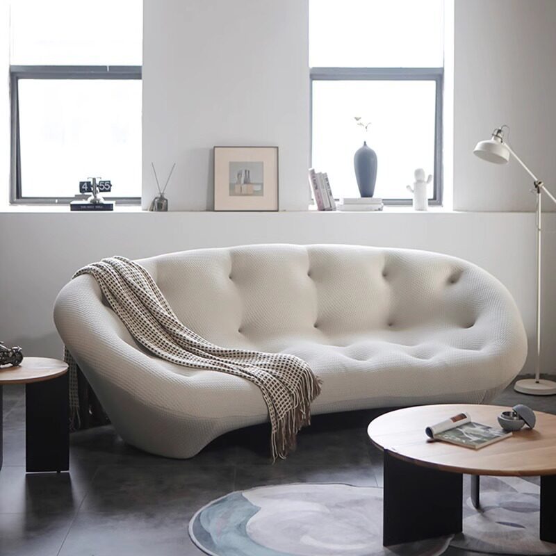 Designer freehand space italian normcore shell sofa living room curved lounge chair cream style accessible luxury small apartment sand