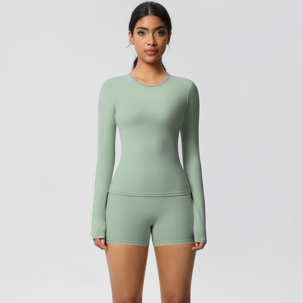 new arrival: seamless, barely-there long-sleeve t-shirt yoga set - quick-dry, breathable, outdoor running & fitness apparel