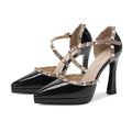 105-8 elegant and comfortable rivet-embellished high heel sandals - 2025 summer new collection - pointed toe stiletto heel with platform