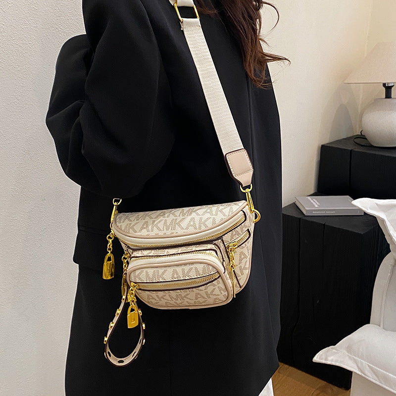 women's bag 2025 new mini chic versatile fashion retro multi-layer zipper shoulder crossbody chest bag