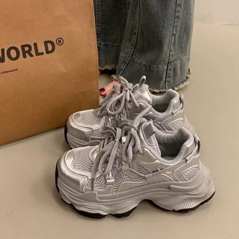 Fleece-linedplatform shoesthick soledad shoes women's 2025fall and winternew arrivalpetitesheight increasing shoeseasiest for matchcasualsneakers