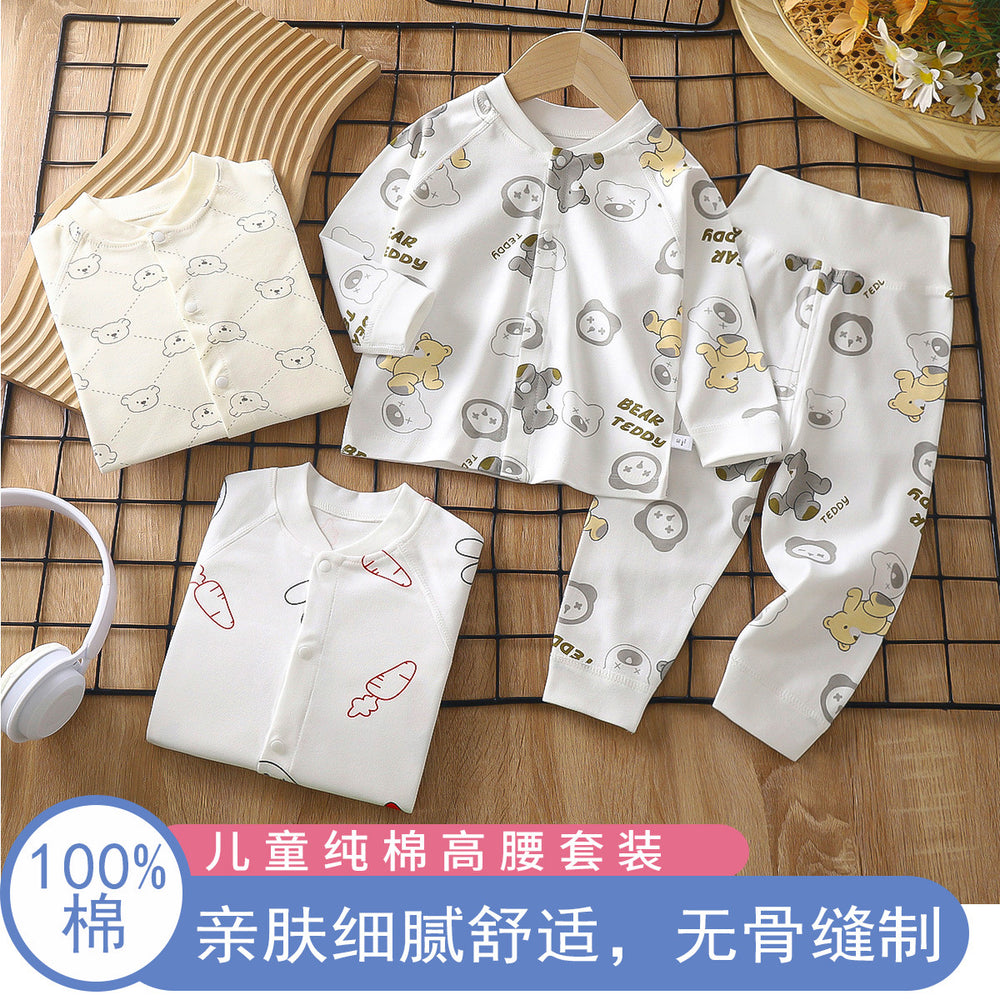 Spring & fallnew arrivalbabyintimatessuit cotton type a bonelesskids autumn clothes long johns baby high waist pants home clothes