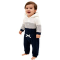 Baby boy & girl casual ribbed knit hooded long sleeve romper and pants set